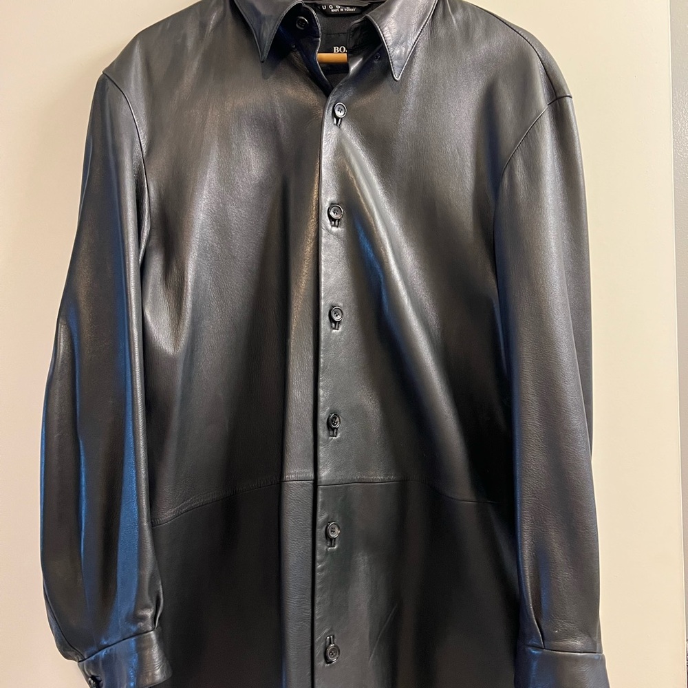 Hugo BOSS - Vintage 100% lambskin leather shirt jacket